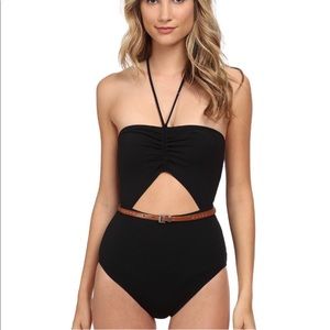Michael Kors Peep Front Maillot One Piece Black 8